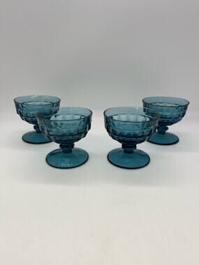 Colony Whitehall Riviera Blue Champagne / Sherbert Glasses Set of 4